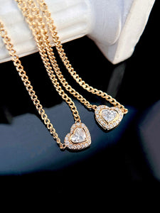 LUOWEND 18K Yellow Gold Real Natural Diamond Pendant Necklace for Women