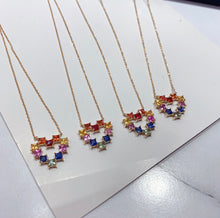 Load image into Gallery viewer, LUOWEND 18K Yellow Gold Natural Color Sapphire Necklace for Women
