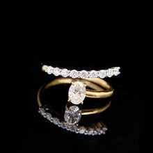 Load image into Gallery viewer, LUOWEND 18K Yellow Gold Real Natural Diamond Ring for Women
