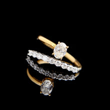 Load image into Gallery viewer, LUOWEND 18K Yellow Gold Real Natural Diamond Ring for Women
