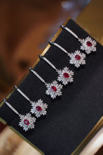 Load image into Gallery viewer, LUOWEND 18K White Gold Real Natural Diamond Natural Ruby Earrings for Women
