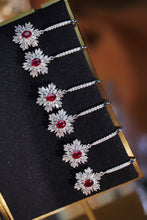 Load image into Gallery viewer, LUOWEND 18K White Gold Real Natural Diamond Natural Ruby Earrings for Women
