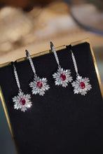 Load image into Gallery viewer, LUOWEND 18K White Gold Real Natural Diamond Natural Ruby Earrings for Women
