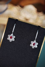 Load image into Gallery viewer, LUOWEND 18K White Gold Real Natural Diamond Natural Ruby Earrings for Women

