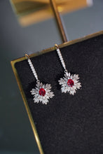 Load image into Gallery viewer, LUOWEND 18K White Gold Real Natural Diamond Natural Ruby Earrings for Women
