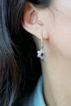 Load image into Gallery viewer, LUOWEND 18K White Gold Real Natural Diamond Natural Ruby Earrings for Women
