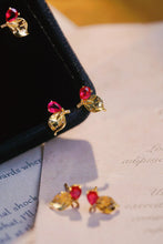 Load image into Gallery viewer, LUOWEND 18K Yellow Gold Real Natural Ruby Earrings for Women
