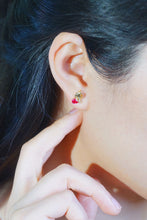 Load image into Gallery viewer, LUOWEND 18K Yellow Gold Real Natural Ruby Earrings for Women
