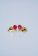 Load image into Gallery viewer, LUOWEND 18K Yellow Gold Real Natural Ruby Earrings for Women
