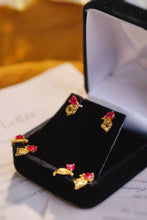 Load image into Gallery viewer, LUOWEND 18K Yellow Gold Real Natural Ruby Earrings for Women

