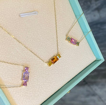 Load image into Gallery viewer, LUOWEND 18K Yellow Gold Natural Color Sapphire Necklace for Women
