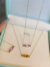 Load image into Gallery viewer, LUOWEND 18K Yellow Gold Natural Color Sapphire Necklace for Women
