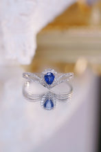 Load image into Gallery viewer, LUOWEND 18K White Gold Gold Real Natural Diamond and Sapphire Ring for Women
