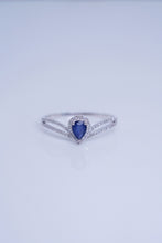 Load image into Gallery viewer, LUOWEND 18K White Gold Gold Real Natural Diamond and Sapphire Ring for Women
