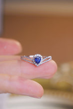 Load image into Gallery viewer, LUOWEND 18K White Gold Gold Real Natural Diamond and Sapphire Ring for Women
