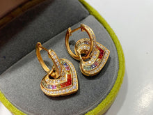 Load image into Gallery viewer, LUOWEND 18K Yellow Gold Natural Color Sapphire Earrings for Women
