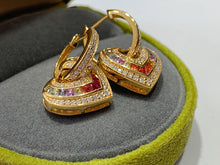 Load image into Gallery viewer, LUOWEND 18K Yellow Gold Natural Color Sapphire Earrings for Women

