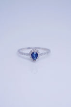 Load image into Gallery viewer, LUOWEND 18K White Gold Real Natural Diamond and Sapphire Ring for Women
