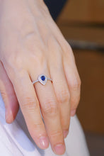 Load image into Gallery viewer, LUOWEND 18K White Gold Gold Real Natural Diamond and Sapphire Ring for Women
