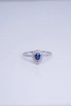 Load image into Gallery viewer, LUOWEND 18K White Gold Gold Real Natural Diamond and Sapphire Ring for Women
