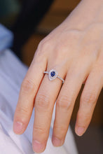 Load image into Gallery viewer, LUOWEND 18K White Gold Gold Real Natural Diamond and Sapphire Ring for Women
