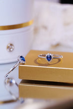 Load image into Gallery viewer, LUOWEND 18K White Gold Real Natural Diamond Natural Sapphire Ring for Women
