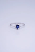Load image into Gallery viewer, LUOWEND 18K White Gold Real Natural Diamond Natural Sapphire Ring for Women
