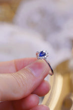 Load image into Gallery viewer, LUOWEND 18K White Gold Real Natural Diamond Natural Sapphire Ring for Women
