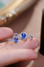 Load image into Gallery viewer, LUOWEND 18K White Gold Real Natural Diamond and Sapphire Ring for Women
