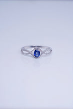 Load image into Gallery viewer, LUOWEND 18K White Gold Real Natural Diamond and Sapphire Ring for Women
