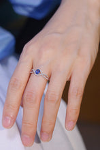 Load image into Gallery viewer, LUOWEND 18K White Gold Real Natural Diamond and Sapphire Ring for Women
