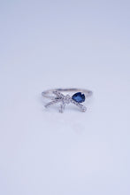 Load image into Gallery viewer, LUOWEND 18K White Gold Real Natural Diamond and Sapphire Ring for Women
