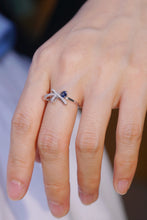 Load image into Gallery viewer, LUOWEND 18K White Gold Real Natural Diamond and Sapphire Ring for Women
