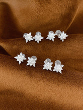 Load image into Gallery viewer, LUOWEND 18K White Gold Natural Diamond Earrings for Women
