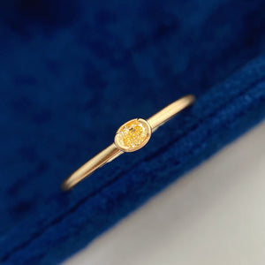 LUOWEND 18K White Gold Real Natural Yellow Diamond Ring for Women