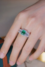 Load image into Gallery viewer, LUOWEND 18K White Gold Real Natural Diamond and Emerald Ring for Women
