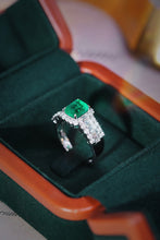 Load image into Gallery viewer, LUOWEND 18K White Gold Real Natural Diamond and Emerald Ring for Women
