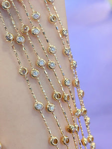 LUOWEND 18K Yellow Gold Natural Diamond Bracelet for Women