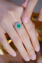 Load image into Gallery viewer, LUOWEND 18K White Gold Real Natural Diamond and Emerald Ring for Women
