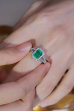 Load image into Gallery viewer, LUOWEND 18K White Gold Real Natural Diamond and Emerald Ring for Women
