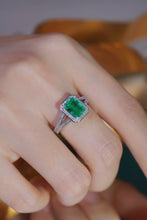 Load image into Gallery viewer, LUOWEND 18K White Gold Real Natural Diamond and Emerald Ring for Women
