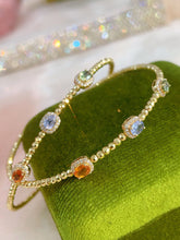 Load image into Gallery viewer, LUOWEND 18K Gold Natural Color Sapphire Bangle for Women
