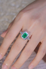 Load image into Gallery viewer, LUOWEND 18K White Gold Real Natural Diamond and Emerald Ring for Women
