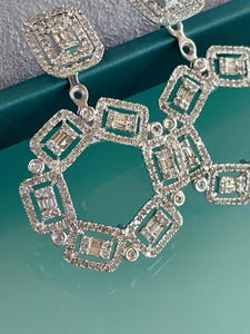 LUOWEND 18K White Gold Real Natural Diamond Earrings for Women
