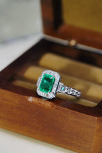 Load image into Gallery viewer, LUOWEND 18K White Gold Real Natural Diamond and Emerald Ring for Women
