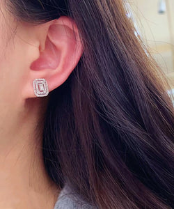 LUOWEND 18K White Gold Real Natural Diamond Earrings for Women