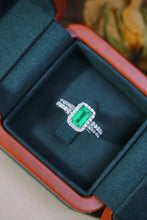 Load image into Gallery viewer, LUOWEND 18K White Gold Real Natural Diamond and Emerald Ring for Women
