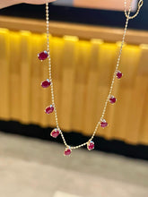 Load image into Gallery viewer, LUOWEND 18K Yellow Gold Natural Ruby Necklace for Women
