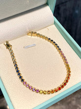 Load image into Gallery viewer, LUOWEND 18K Yellow Gold Natural Color Sapphire Ring for Women
