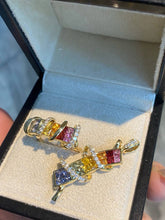Load image into Gallery viewer, LUOWEND 18K Yellow Gold Natural Color Sapphire Ring for Women
